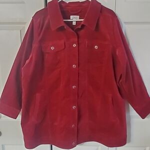 D & CO DENIM  COMPANY NWOT. RED WINE 2XP. VELVET JACKET. LAYERING. LONG SLEEVES